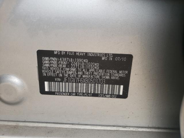 2011 SUBARU IMPREZA WR JF1GV7F6XBG503703