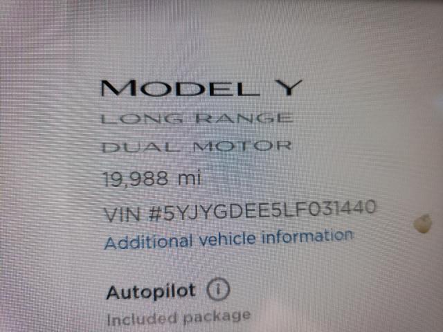 2020 TESLA MODEL Y 5YJYGDEE5LF031440