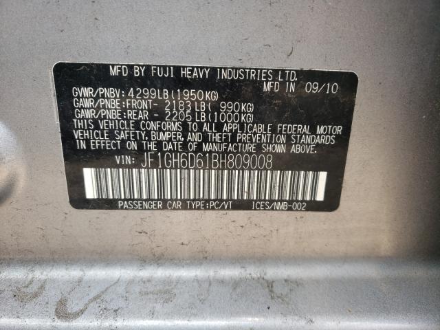 2011 SUBARU IMPREZA OU JF1GH6D61BH809008