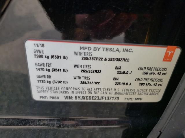 2018 TESLA MODEL X 5YJXCDE23JF137170