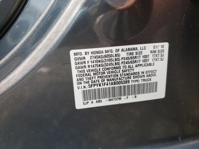 2010 HONDA RIDGELINE 5FPYK1F41AB005389