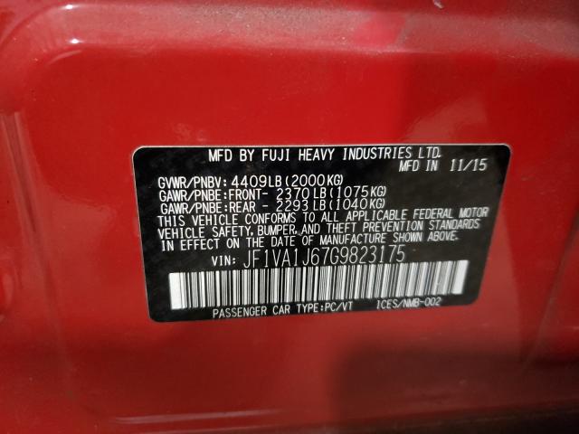2016 SUBARU WRX LIMITE JF1VA1J67G9823175