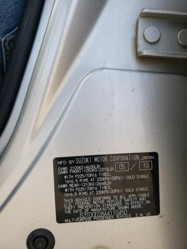 2010 SUZUKI GRAND VITA JS3TD0D28A4110450