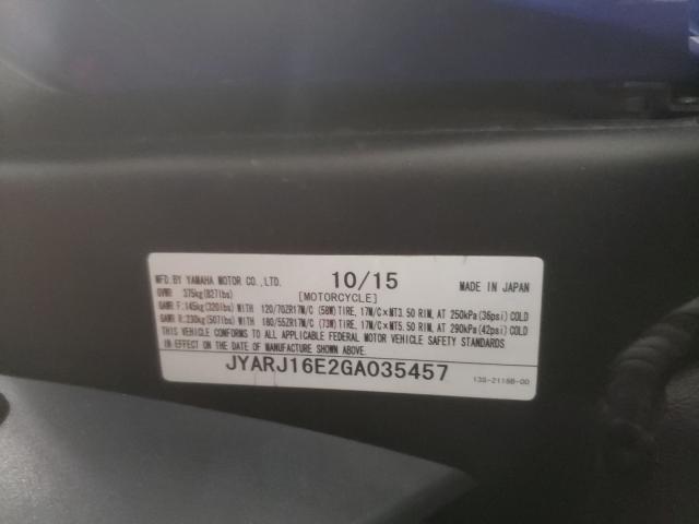 2016 YAMAHA YZFR6 JYARJ16E2GA035457