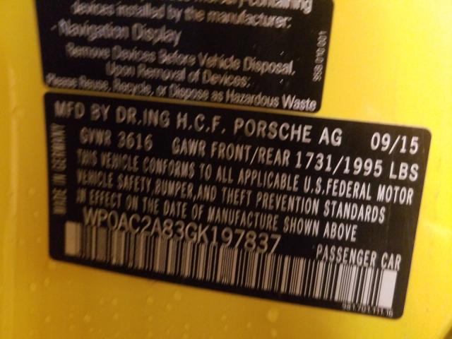 2016 PORSCHE CAYMAN GT4 WP0AC2A83GK197837