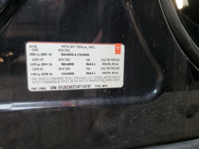 2018 TESLA MODEL X 5YJXCAE27JF114747