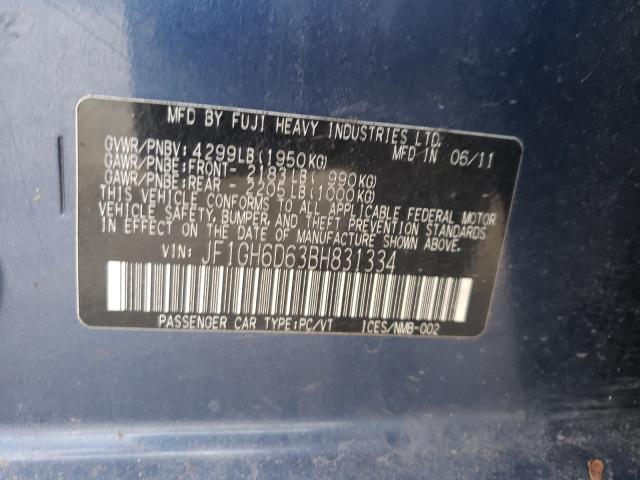 2011 SUBARU IMPREZA OU JF1GH6D63BH831334
