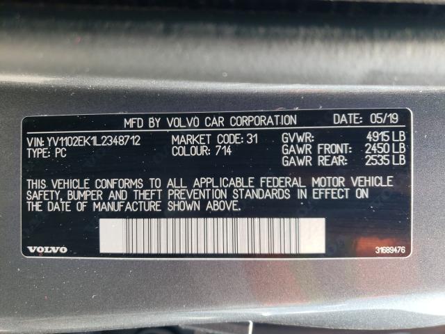 2020 VOLVO V60 T5 MOM YV1102EK1L2348712