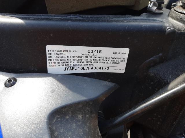 2015 YAMAHA YZFR6 JYARJ16E7FA034173