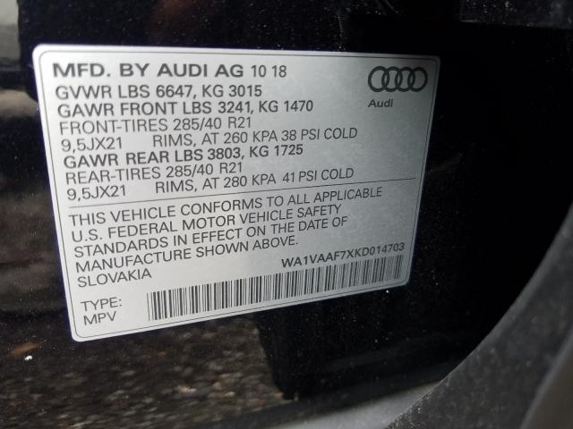 VIN WA1VAAF7XKD014703 2019 Audi Q7, Prestige no.10