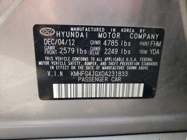 2013 HYUNDAI AZERA KMHFG4JGXDA231833