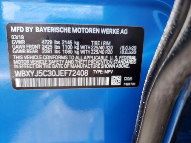 VIN WBXYJ5C30JEF72408 2018 BMW X2, Xdrive28I no.10