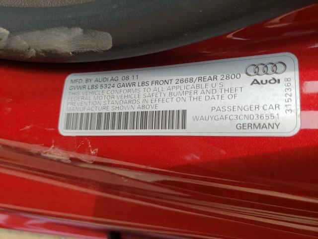 2012 AUDI A7 PREMIUM WAUYGAFC3CN036551