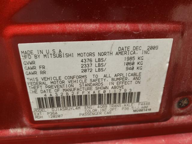 2010 MITSUBISHI GALANT FE 4A32B2FFXAE011793