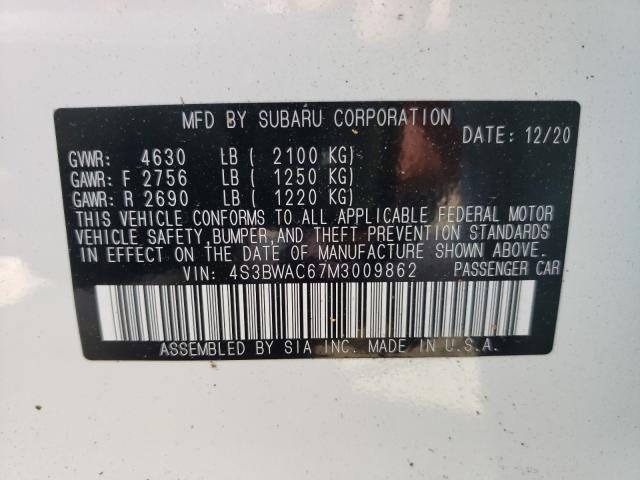 2021 SUBARU LEGACY PRE 4S3BWAC67M3009862