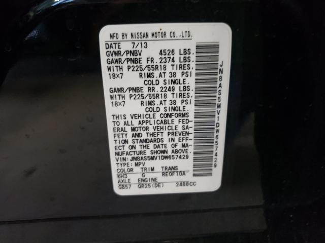 2013 NISSAN ROGUE SL JN8AS5MV1DW657429