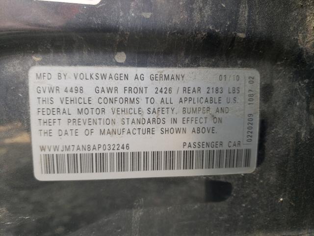 2010 VOLKSWAGEN PASSAT KOM WVWJM7AN8AP032246