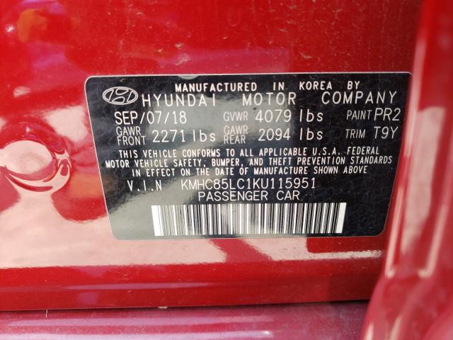 2019 HYUNDAI IONIQ LIMI KMHC85LC1KU115951