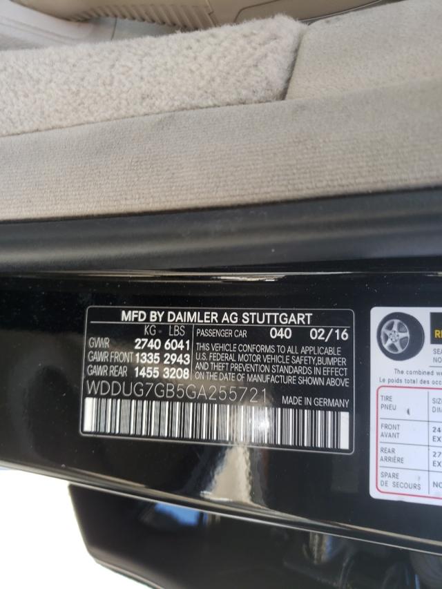 2016 MERCEDES-BENZ S S600 WDDUG7GB5GA255721