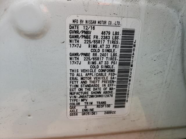 JN8AT2MV3HW012976 Nissan Rogue 2017. Фото: 9