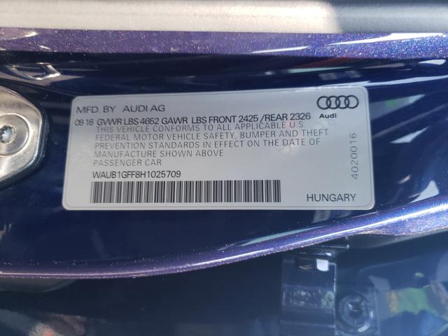 2017 AUDI S3 PREMIUM WAUB1GFF8H1025709