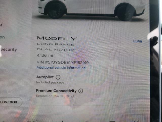 2021 TESLA MODEL Y 5YJYGDEE1MF152919