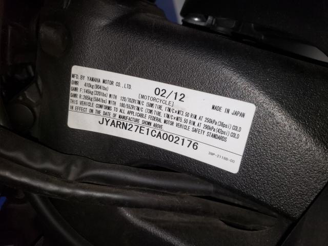 2012 YAMAHA FZ8 N JYARN27E1CA002176
