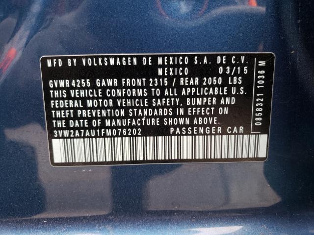2015 VOLKSWAGEN GOLF TDI 3VW2A7AU1FM076202