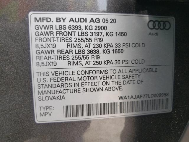 VIN WA1AJAF77LD009958 2020 Audi Q7, Premium no.10