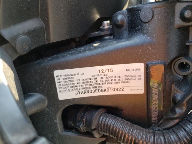 2016 YAMAHA FZ09 JYARN33E0GA010822