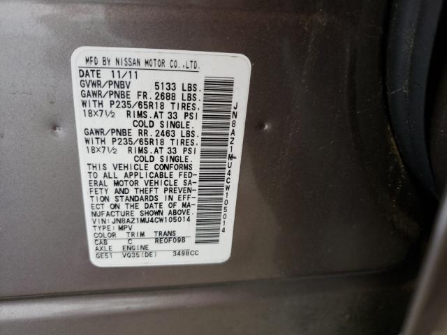 2012 NISSAN MURANO JN8AZ1MU4CW105014
