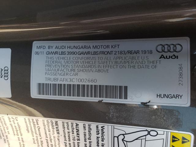 2012 AUDI TT PREMIUM TRUBFAFK3C1002660