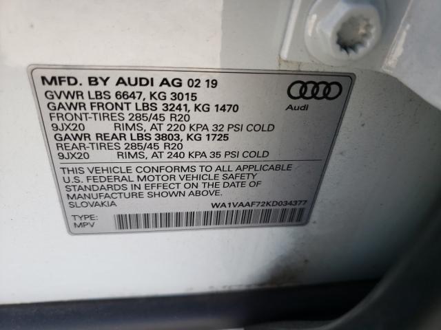 VIN WA1VAAF72KD034377 2019 Audi Q7, Prestige no.10