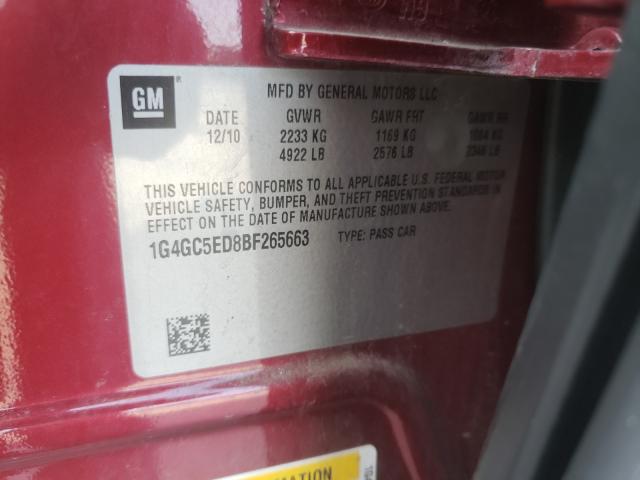 2011 BUICK LACROSSE C 1G4GC5ED8BF265663