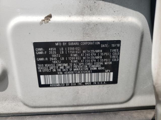 2019 SUBARU OUTBACK TO 4S4BSETC4K3239361
