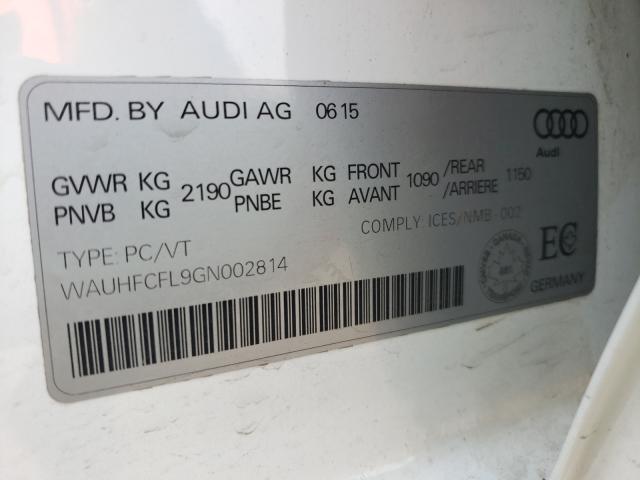 2016 AUDI A4 PROGRES WAUHFCFL9GN002814