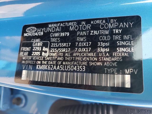 2020 HYUNDAI KONA SEL P KM8K62AA5LU504353