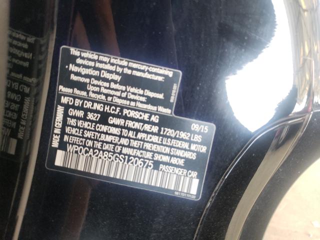 2016 PORSCHE BOXSTER WP0CA2A85GS120675