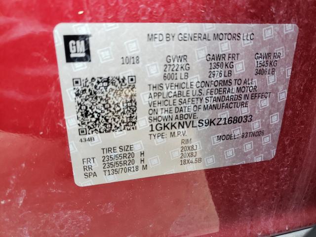 2019 GMC ACADIA ALL 1GKKNVLS9KZ168033