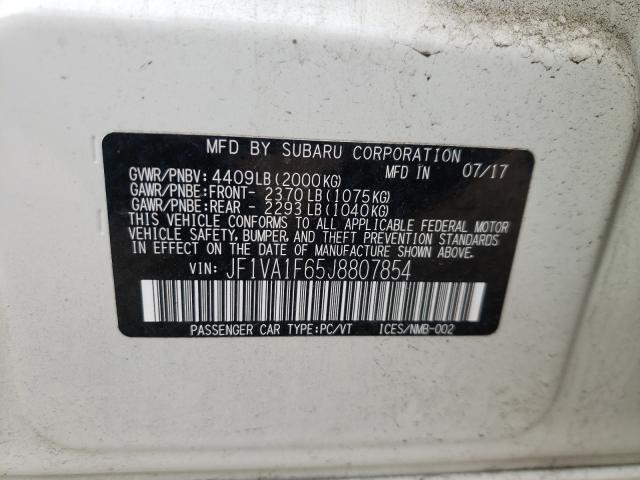 2018 SUBARU WRX LIMITE JF1VA1F65J8807854