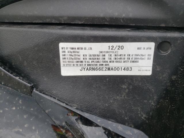 2021 YAMAHA YZFR1 JYARN66E2MA001483