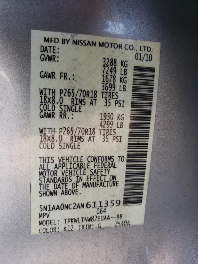 2010 NISSAN ARMADA SE 5N1AA0NC2AN611359