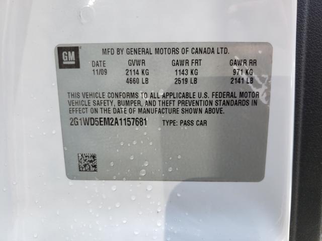 2010 CHEVROLET IMPALA POL 2G1WD5EM2A1157681