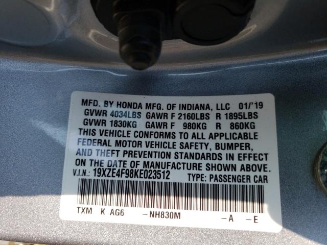 2019 HONDA INSIGHT TO 19XZE4F98KE023512