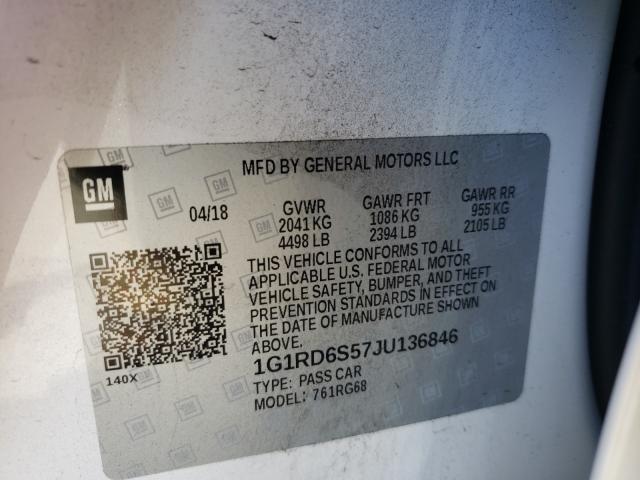 VIN 1G1RD6S57JU136846 2018 Chevrolet Volt, Premier no.10