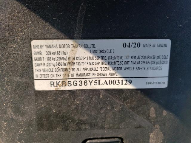 2020 YAMAHA XC155 RKRSG36Y5LA003129