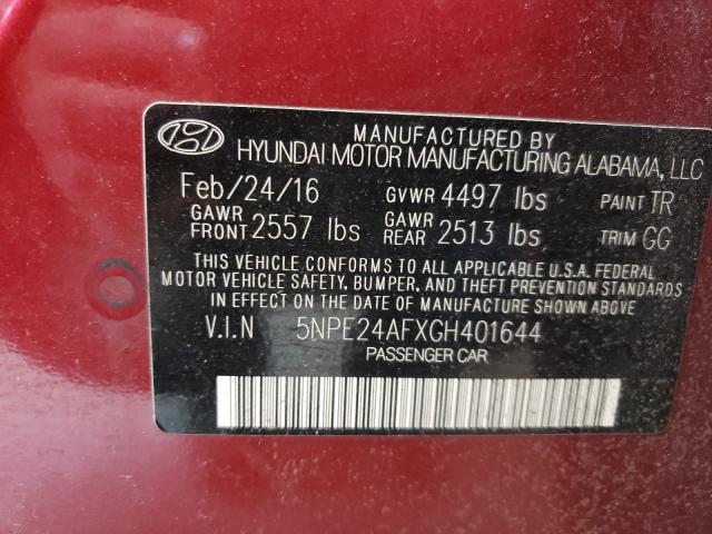 2016 HYUNDAI SONATA SE 5NPE24AFXGH401644