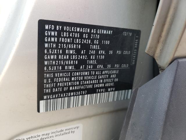 2011 VOLKSWAGEN TIGUAN WVGAV7AX2BW530797