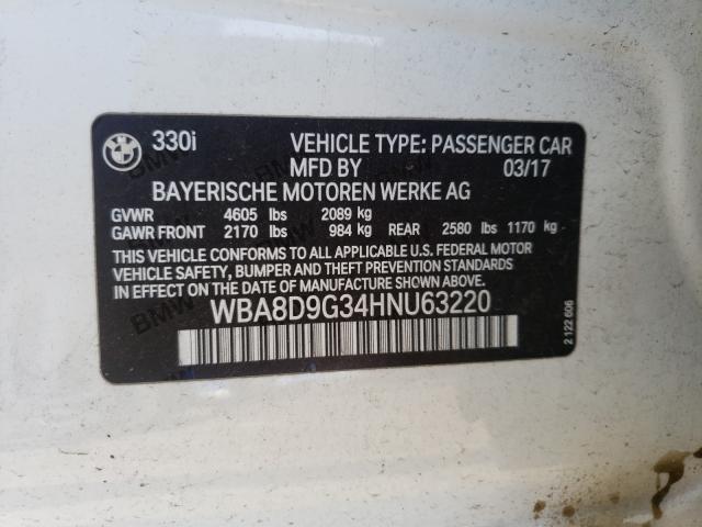 2017 BMW 330 XI WBA8D9G34HNU63220