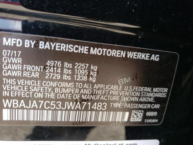 2018 BMW 530 XI WBAJA7C53JWA71483